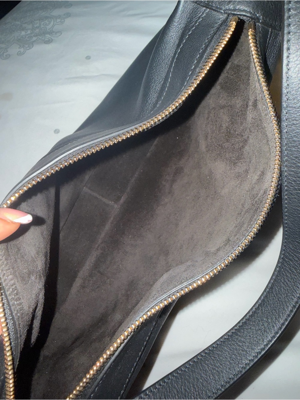 Large ROMY Celine Black Leather Shoulder Hobo with Gold Hardware - Picture 2 of 5